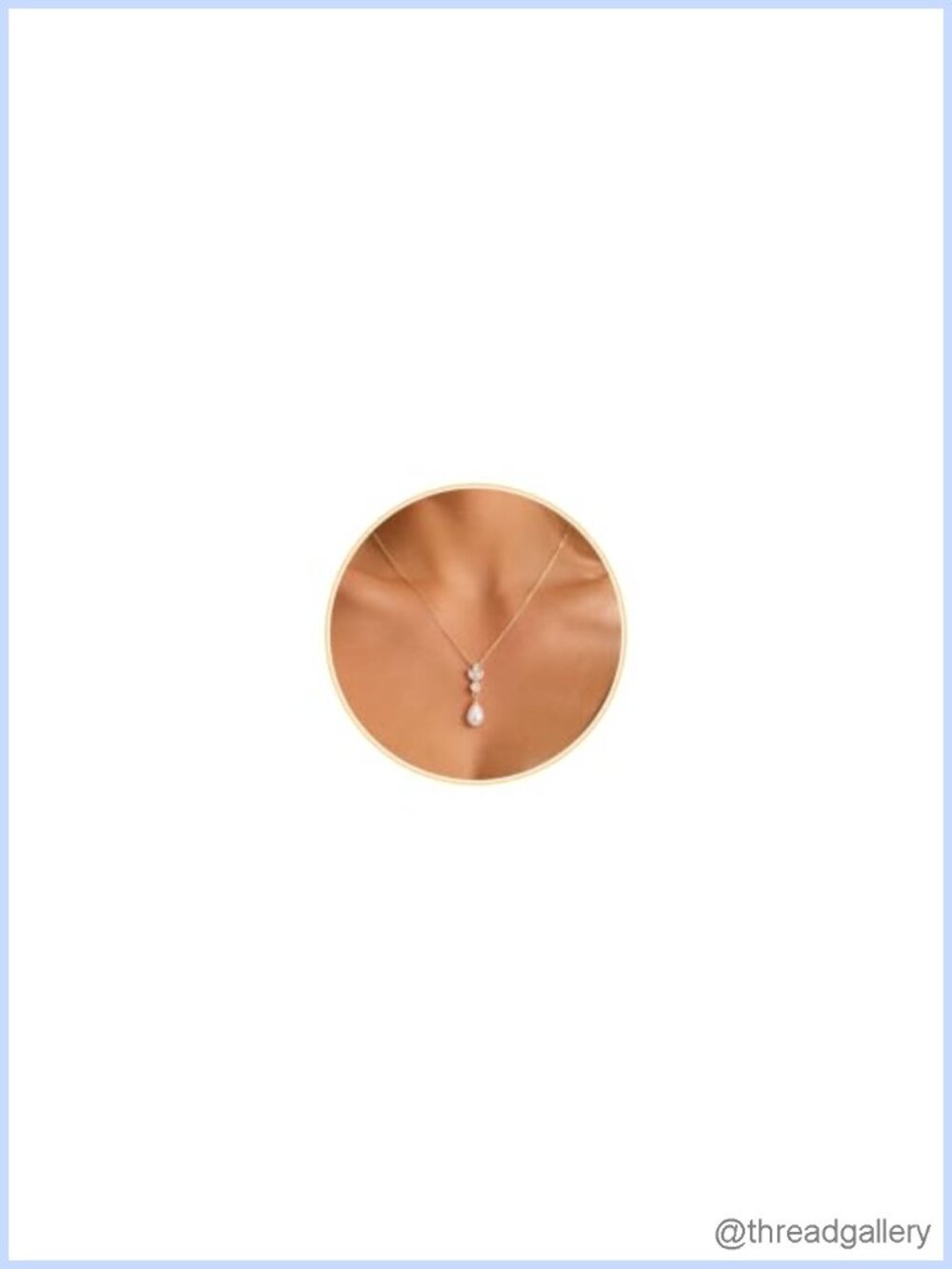 14k Gold Plated Teardrop Pearl Pendant Necklace CZ Diamond Adjustable